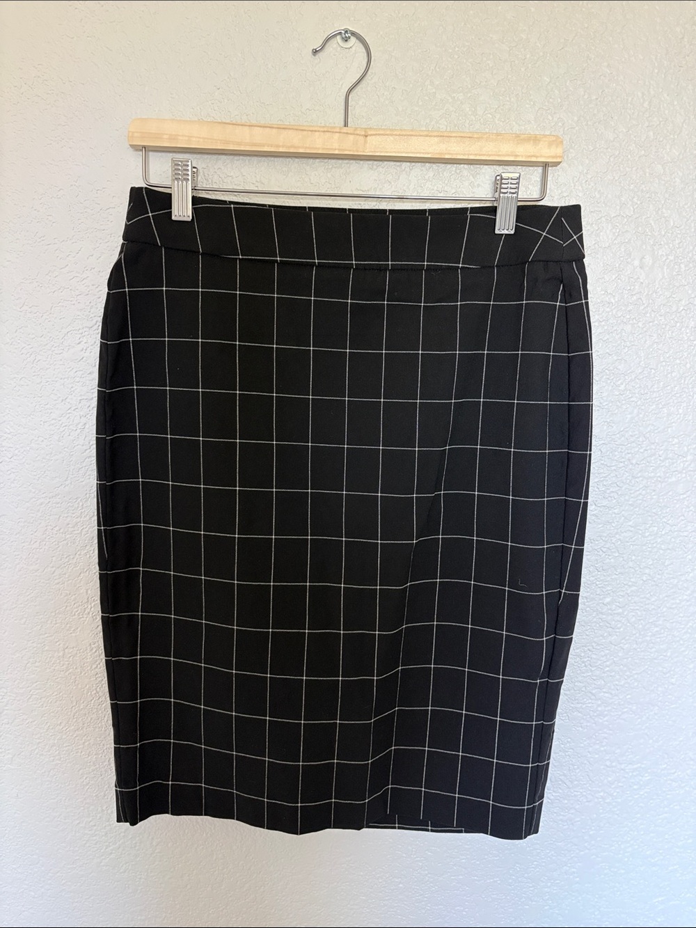 Elle Black Windowpane Pencil Skirt
